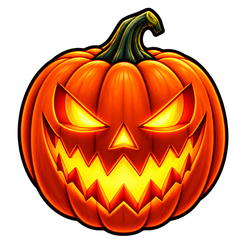 Glowing grinning jack-o-lantern